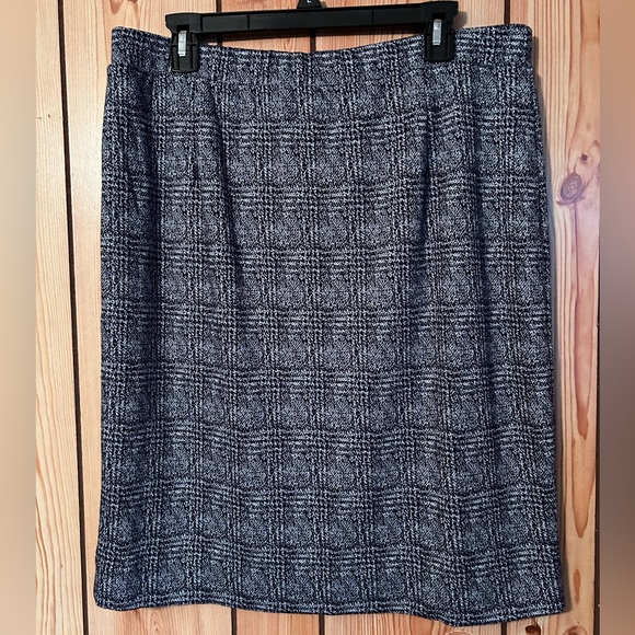 New Pencil Skirt pull on gray Houndstooth Plaid Stretch Size XL Jersey 41Hawthor - Picture 10 of 12